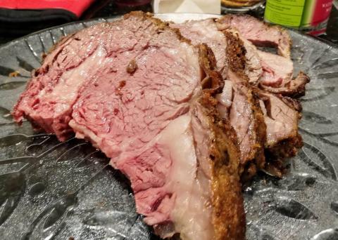 Sliced slabs of juicy Prime Rib